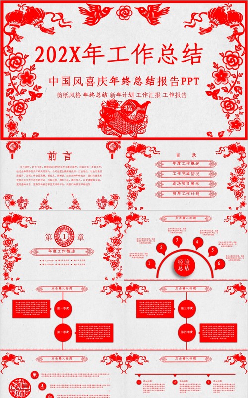 创意剪纸中国风年会PPT模板20