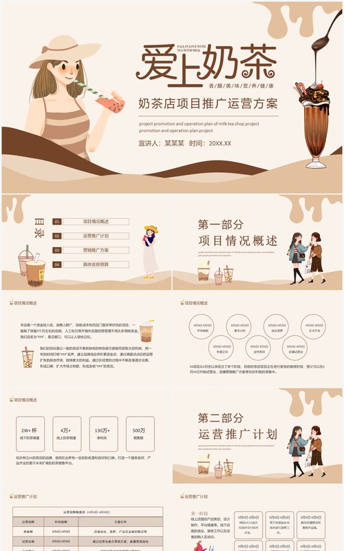 奶茶店项目推广运营方案动态PPT模板