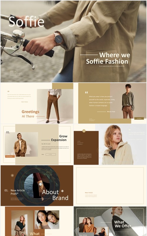 设计师作品集展示PPT模板soffie stylist powerpoint template