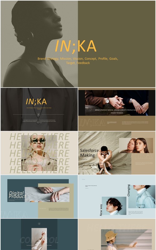 标志性的时尚时装画册展示宣传PPT模板iconic lookbook fashion powerpoint templates