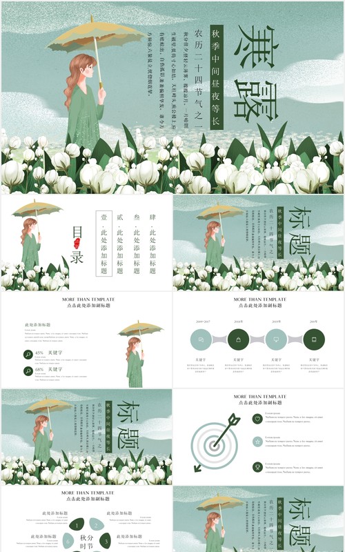 中国传统节日二十四节气寒露PPT模板