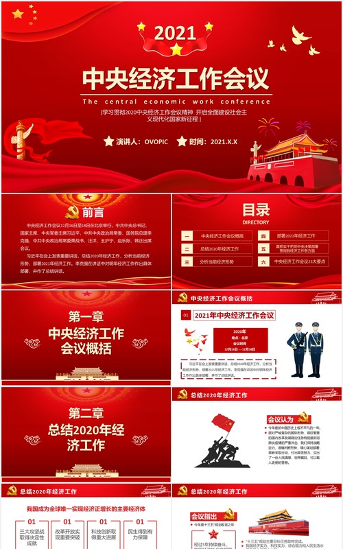 2021中央经济工作会议工作安排部署党政PPT模板