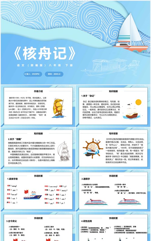 部编版八年级语文下册核舟记课件PPT模板
