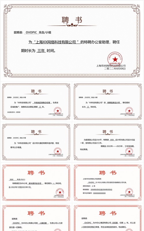 聘用证书聘书合集PPT模板