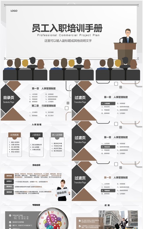 企业管理新员工入职培训手册PPT模板