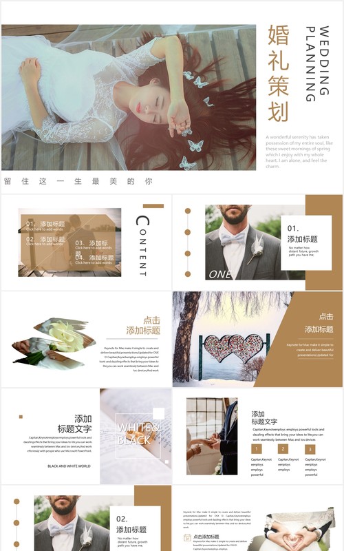 唯美简约婚礼电子相册活动策划PPT模板