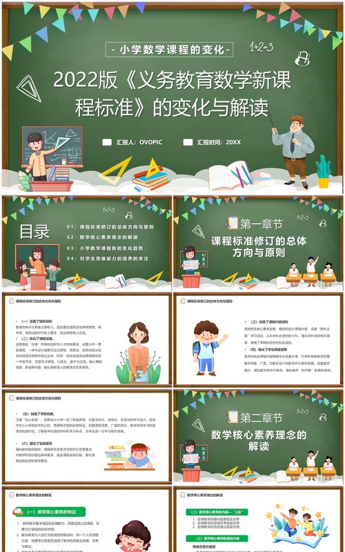 绿色黑板风2022版数学新课程标准PPT模板
