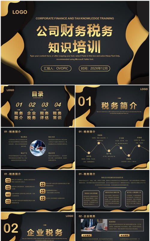 黑金商务风公司财务税务知识培训PPT模板