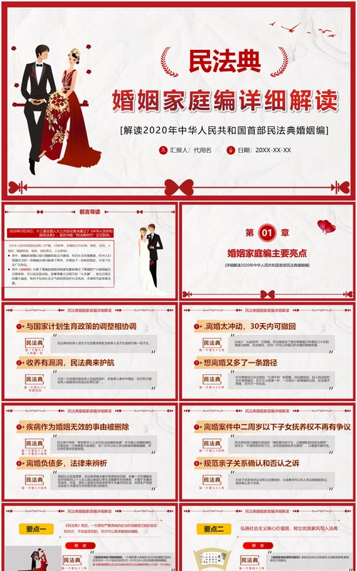 红色微党课2020民法典婚姻家庭编详细解党政民政ppt模板