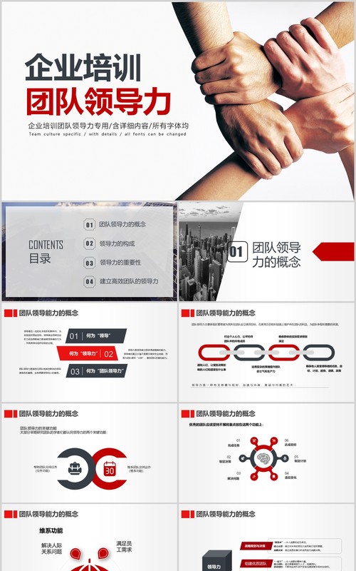 简洁商务企业管理培训团队领导力课件PPT模板