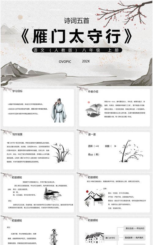 部编版八年级语文上册雁门太守行课件PPT模板
