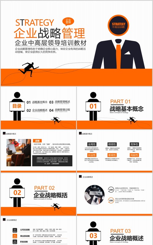 橙色简洁企业战略管理中高层领导力培训课件PPT模板