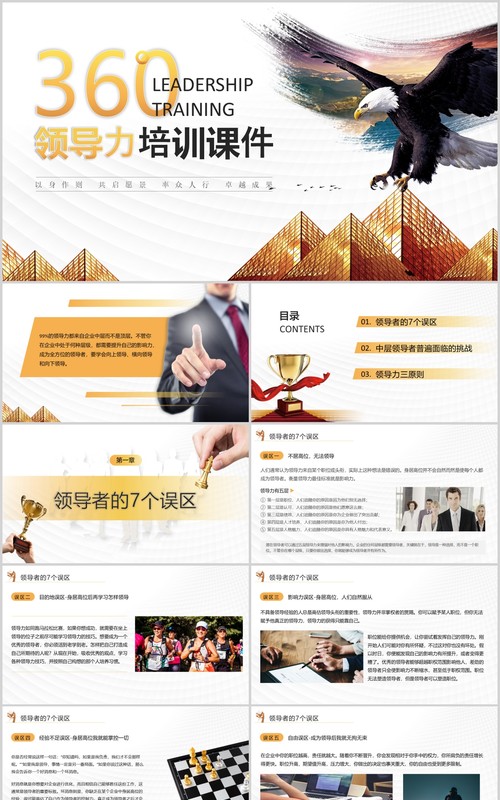 商务大气实用企业员工培训360度领导力培训课件PPT模板