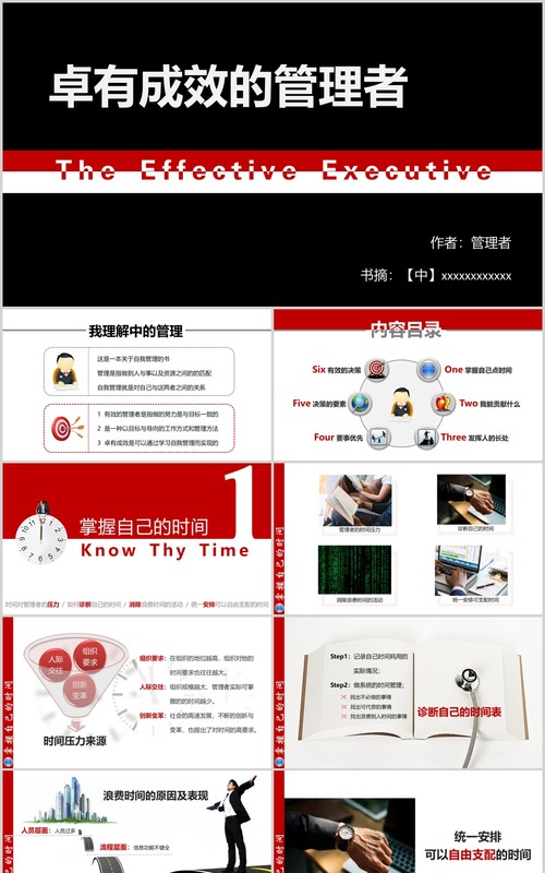 黑红双色卓有成效的管理者领导力培训PPT模板