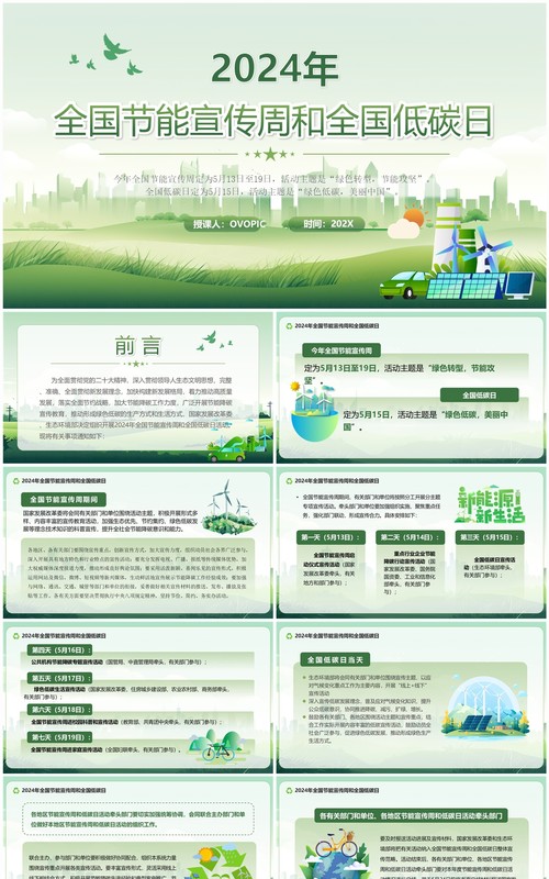 绿色全国节能宣传周和全国低碳日PPT模板
