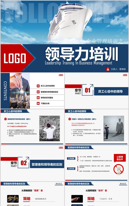 框架完整公司企事业单位领导力培训课件PPT模板