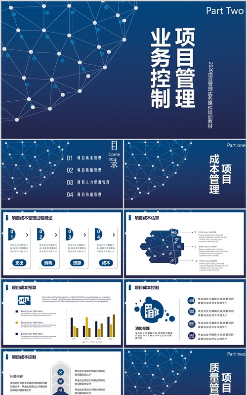 蓝色业务控制项目管理PPT模板