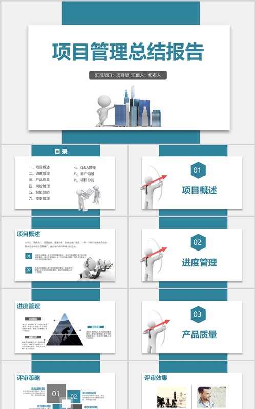 商务公司项目管理总结报告PPT模板