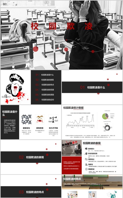 预防校园欺凌主题班会课件PPT模板