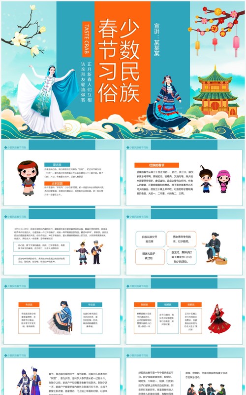 少数民族新年春节习俗动态PPT模板