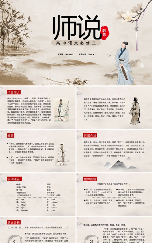 部编版高中语文必修三师说课件PPT模板