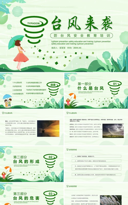 绿色防台风安全教育培训课件PPT模板