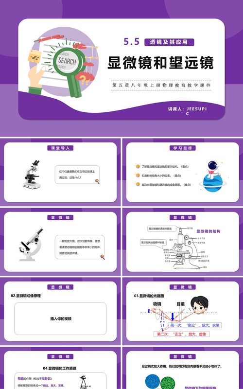 部编版5.5第五章显微镜和望远镜八年级物理课件PPT模版