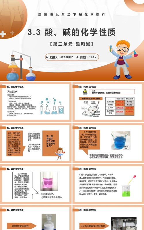 部编版九年级化学下册酸碱的化学性质课件PPT模板
