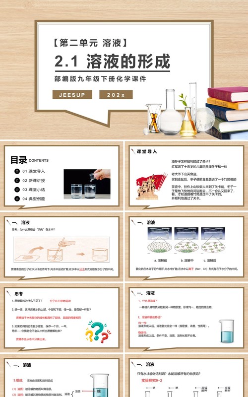部编版九年级化学下册溶液的形成课件PPT模板