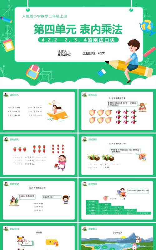 部编版二年级数学上册表内乘法课件PPT模板