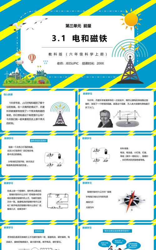 教科版六年级科学上册电和磁PPT模板