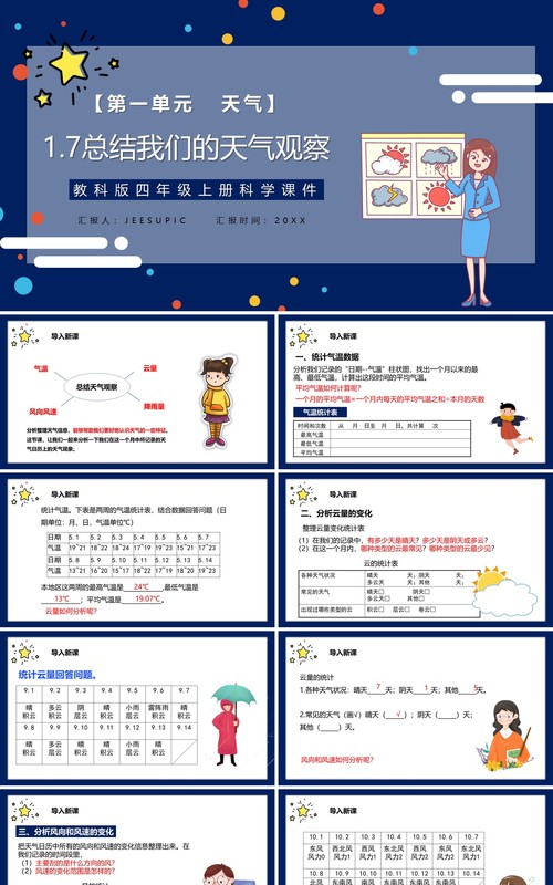 教科版四年级科学上册总结我们的天气观察课件PPT模板