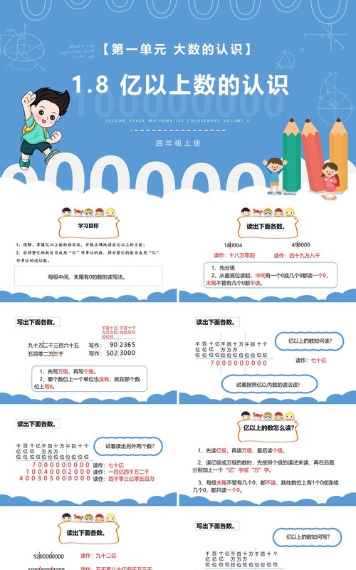 部编版四年级数学上册亿以上数的认识课件PPT模板