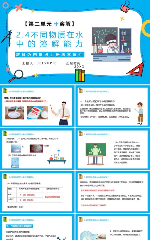 教科版四年级科学上册第二单元溶解2.4不同物质在水中的溶解能力