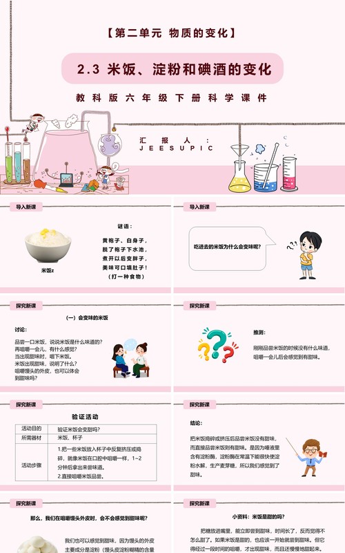 教科版六年级科学下册米饭、淀粉和碘酒的变化课件PPT模板