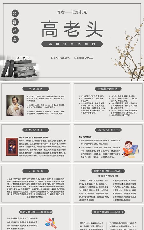 部编版高中语文必修四高老头课件PPT模板