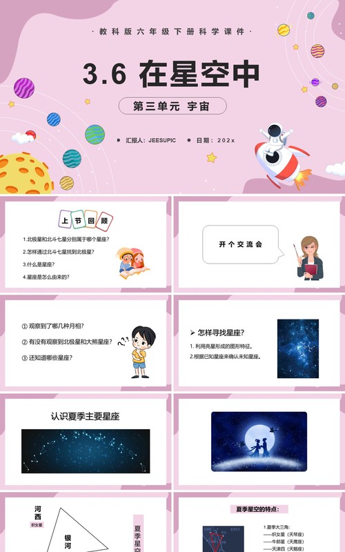教科版六年级科学下册在星空中课件PPT模板
