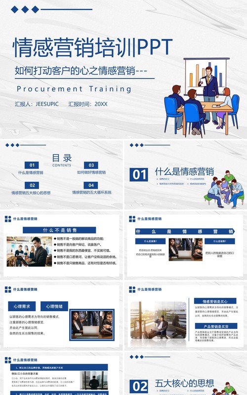简约商务风公司员工情感营销培训如何打动客户的心PPT模板