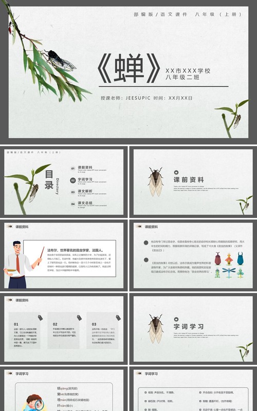 部编版八年级语文上册蝉课件PPT模板