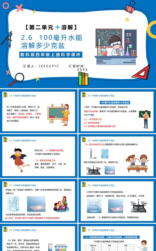 教科版四年级科学上册第二单元溶解2.6一百毫升水能溶解多少盐