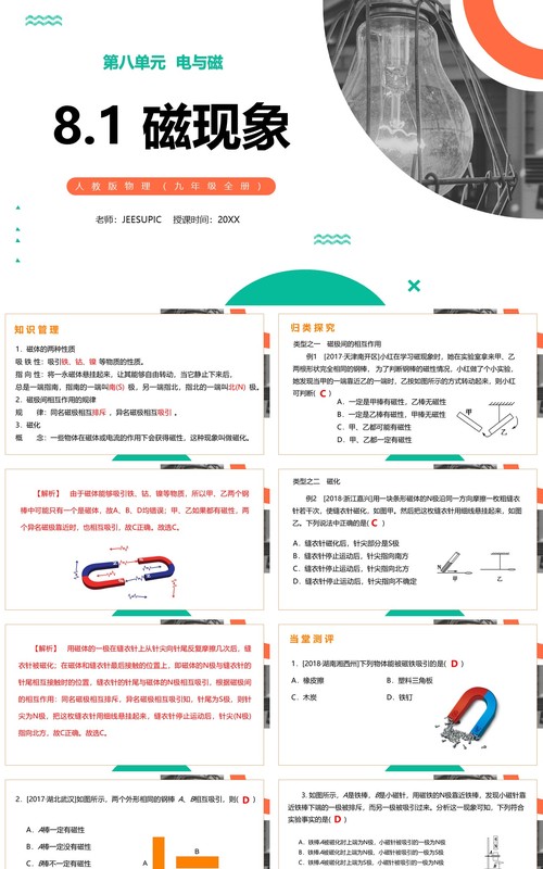 部编版九年级物理全册磁现象课件PPT模板