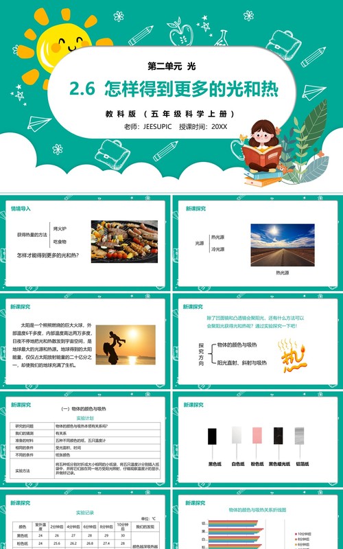 部编版五年级科学上册怎样得到更多的光和热PPT模板