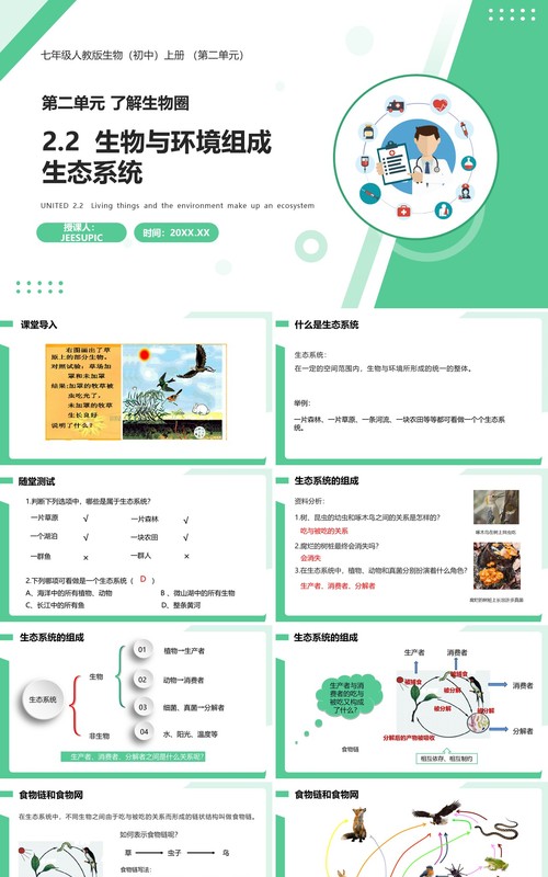 部编版七年级生物上册生物与环境组成生态系统课件PPT模板