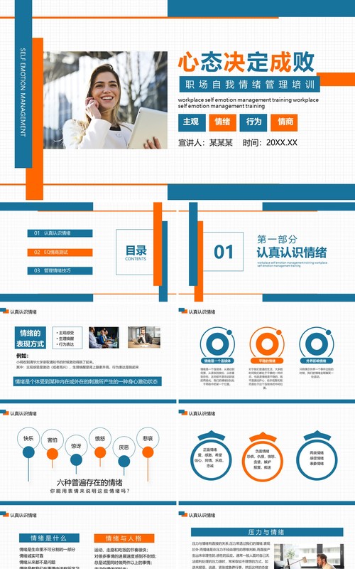 企业管理员工心态决定成败职场自我情绪管理培训动态PPT模板
