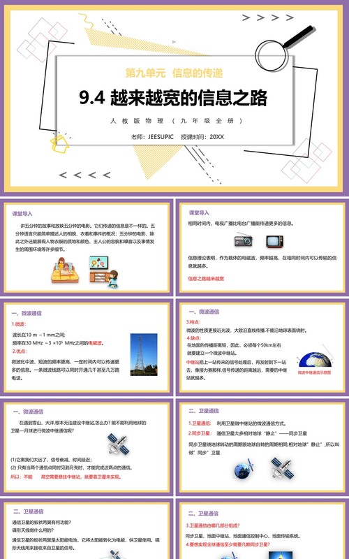 部编版九年级物理全册越来越宽的信息之路课件PPT模板