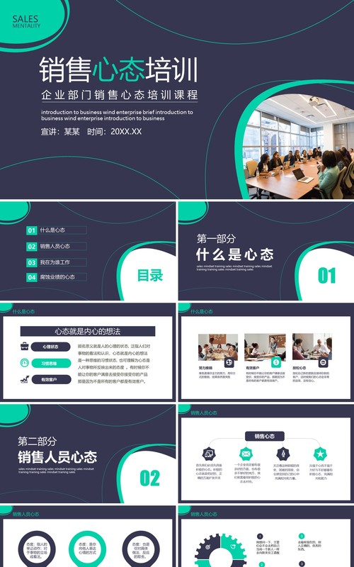 商务企业市场部门销售心态培训课程动态PPT模板