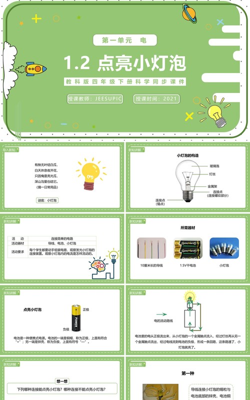 教科版四年级下册点亮小灯泡课件PPT模板