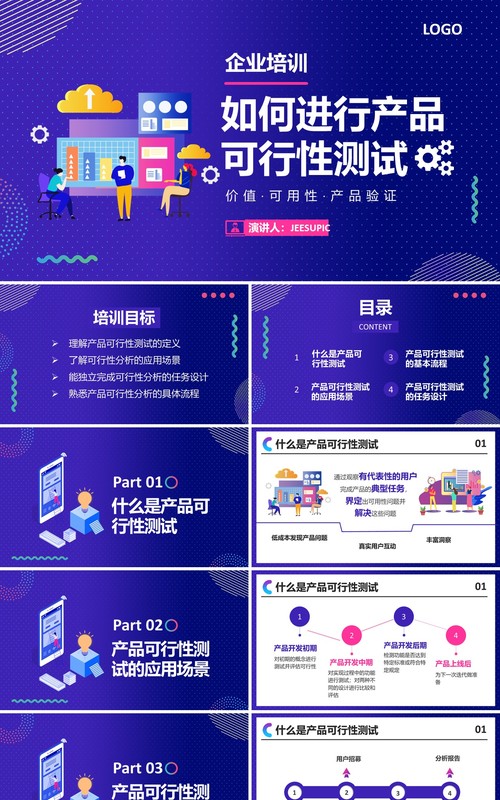 时尚扁平企业如何进行产品可行性测试培训运营管理课件PPT模板