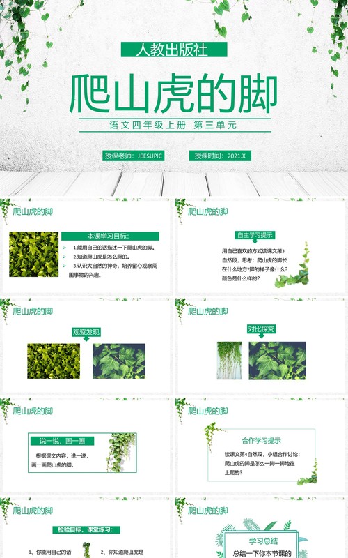 部编版四年级语文上册爬山虎的脚课件PPT模板