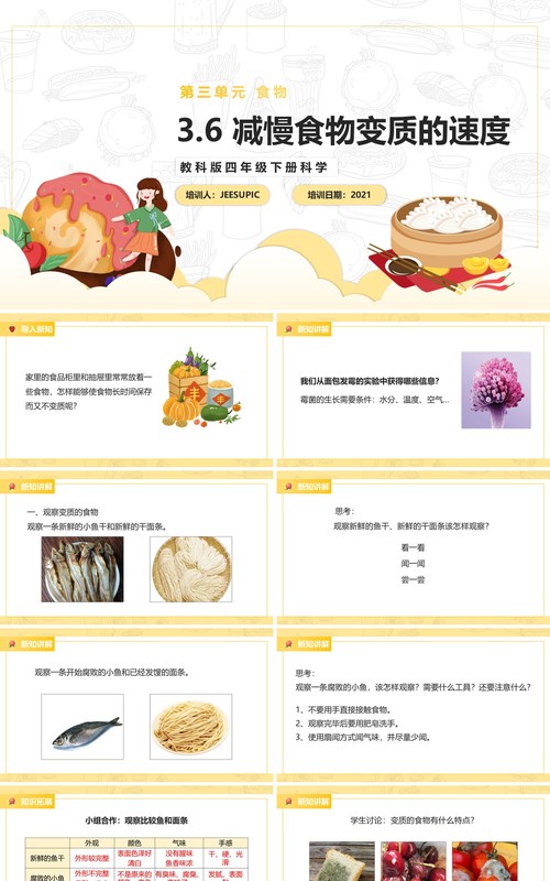教科版四年级下册减慢食物变质的速度课件PPT模板